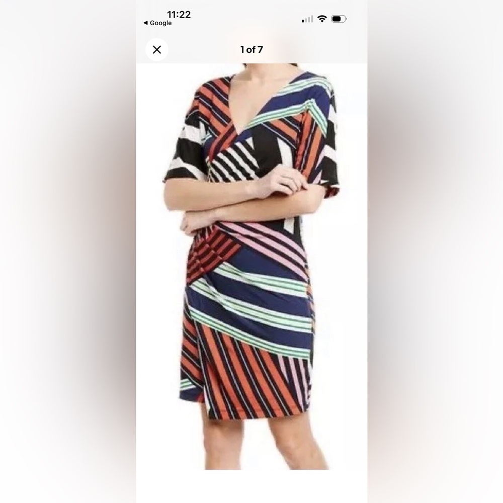 Trina Turk Striped geometric Short Sleeve wrap Dress size 0